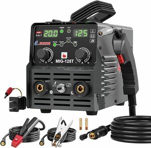 溶接機 100v 半自動 125A アーク溶接 ノンガスワイヤー溶接 tig溶接 1台3役 インバーター直流 半自動溶接機 定格使用率60% 初心者向け