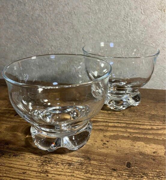 【昭和レトロ/アンティーク】ガラス製アイスクリームグラス/デザートグラス 2個（ペア）　HOYA製？