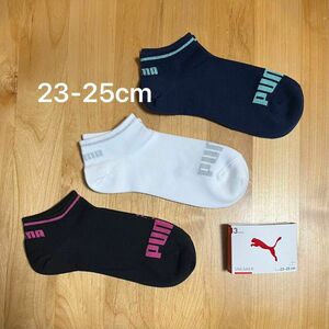 puma 靴下 23-25cm 3足　レディース　くるぶしソックス　スニーカーソックス　ソックス　婦人用　ラメ