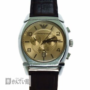 訳アリ品 EMPOLIO ARMANI エンポリオ アルマーニ AR0348 クラシック クロノグラフ クオーツ時計 デイト メンズ 腕時計 レザーベルト