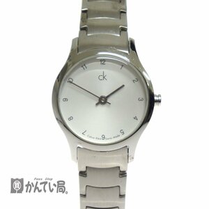 美品 稼働品 Calvin Klein カルバンクライン レディース クオーツ時計 K26231 SS ホワイト文字盤 シンプル ラウンド 腕時計 2針
