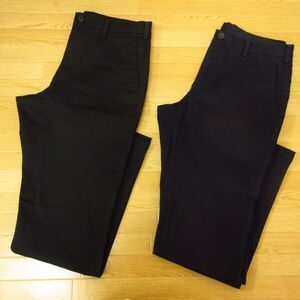 ◎使用少なめ！W79サイズ 2本セット！UNIQLO ユニクロ◆チノパン テーパードパンツ ストレッチ◆メンズ 黒 まとめ売り◆C1493