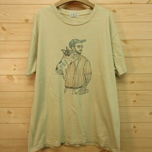 ◎TES テス◆Tシャツ カットソー サーファー 海 波乗り 犬 アウトドア 半袖◆メンズ 黄色 XLサイズ◆A5465