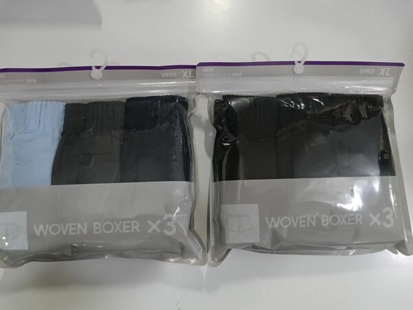 XL【6枚】GU 布帛トランクス3P フハクトランクス メンズ ボクサーパンツ 下着 パンツ ボクサー 新品 黒 ブラック 