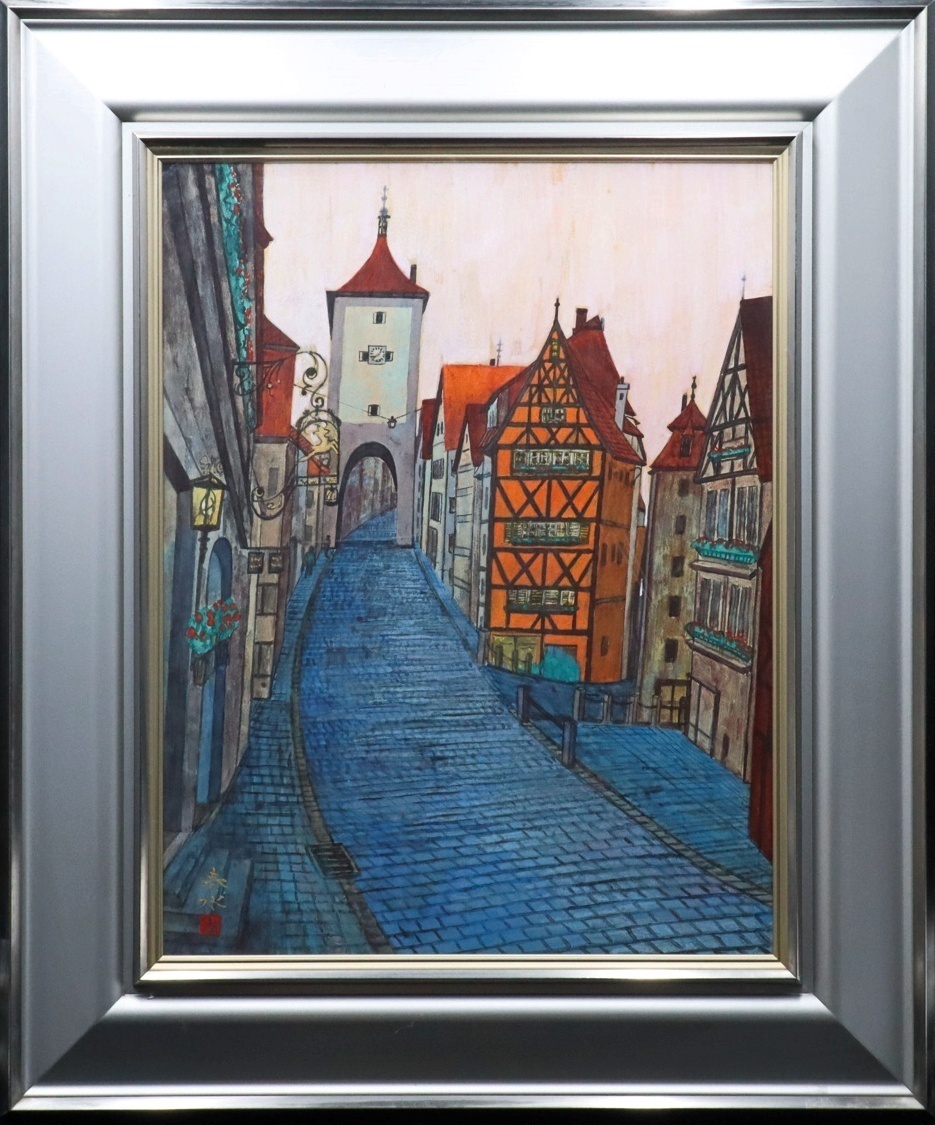 羽根万象、パリの裏街、希少画集画、新品額装付、状態良好