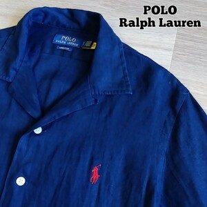 POLO Ralph Lauren　オープンカラーシャツ　リネン　メンズ　半袖シャツ　ポロ ラルフローレン　開襟シャツ　麻　a31