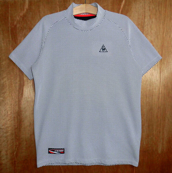 美品 le coq sportif GOLF ルコックゴルフ 吸汗速乾ドライ ハニカムメッシュ ストレッチ モックネック Tシャツ LLサイズ