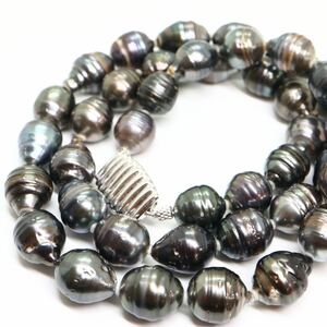 《南洋黒蝶真珠ネックレス》J 62.7g 約52.5cm 約9.0-10.0mm珠 pearl パール necklace ジュエリー jewelry DF0/DH0