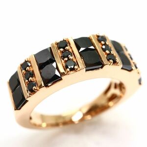 1ct UP!!豪華!!《K18 天然ブラックダイヤモンドリング》J 約5.9g 約9号 1.90ct black diamond ring ジュエリー jewelry 指輪 EE5/EE5