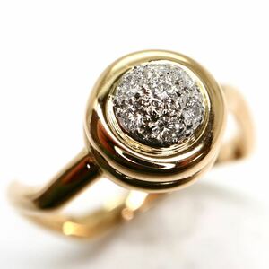 《K18/Pt900 天然ダイヤモンドパヴェリング》J 約4.5g 約11.5号 diamond ring ジュエリー jewelry 指輪 ED2/ED3