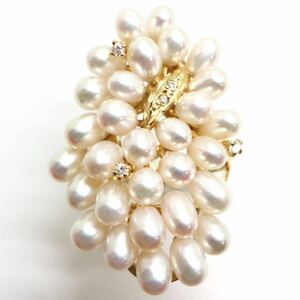 鑑別書付き!!《K18 天然ダイヤモンド/本真珠リング》J 約9.5g 約11号 pearl パール diamond ring ジュエリー jewelry 指輪 EE2/EE2