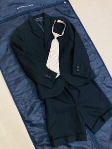 【フォーマル】BURBERRYLONDON バーバリーロンドン キッズ 男の子 120 パンツスーツ ネクタイ セット ブラック シャドーストライプ