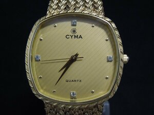 ★Ｗ―３６６★腕時計　CYMA/シーマ 604 動作品 スイス製 アナログ 3針 QUARTZ/クォーツ ゴールド [60]
