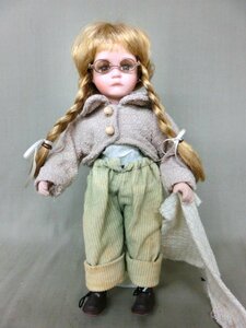 *11-049* кукла подробности неизвестен запад кукла полная высота примерно 29cm девочка очки слезы три плетеный . кукла retro античный Vintage кукла [80]