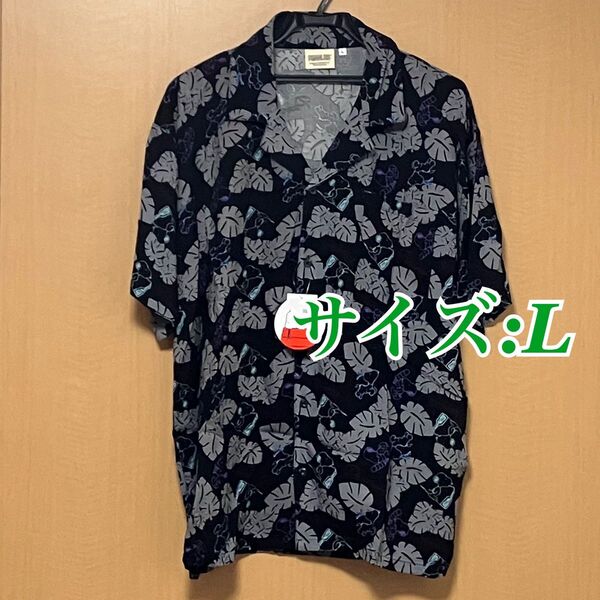 【新品タグ付き】 スヌーピー SNOOPY シャツ 総柄 半袖 L 黒 葉 アロハシャツ ボタニカル PEANUTS