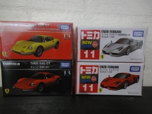 即決 トミカ No.11 エンツォ フェラーリ 初回 ＆ 通常版 ＋ トミカプレミアム No.13 ディーノ 246 GT 発売記念仕様 ＆ 通常版 計４台セット_画像1