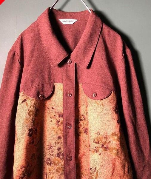 柄シャツ 長袖シャツ ブラウス 個性的 ふるじょ 古着