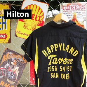 60s ヒルトン ヴィンテージ ボーリングシャツ サイズ36 ブラック USA製 8250
