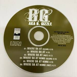 裸1 HIPHOP,R&B B.G. - WHERE DA AT INST,シングル,PROMO盤 CD 中古品