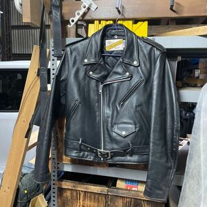[ America made rider's jacket ] Schott Schott USA made leather jacket double rider's jacket cow leather black 42 old clothes 