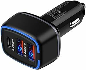 Hootek シガーソケット USB 車 充電器 3ポート カーチャージャー 【56W/PD&QC3.0対応/急速充電/USB-C