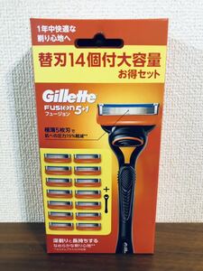 送料無料◆ジレット フュージョン5+1 髭剃り 本体+替刃14個付 新品