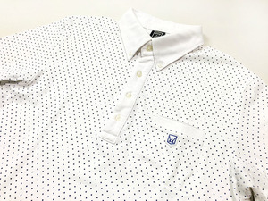 EDWIN GOLF エドウィンゴルフ BD 半袖ゴルフポロシャツ メンズ L ドット柄 水玉 ボタンダウン