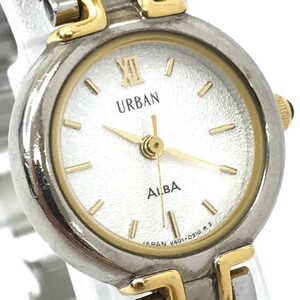 美品 SEIKO セイコー ALBA アルバ URBAN アーバン 腕時計 V401-0110 クオーツ アナログ ラウンド シルバー ゴールド 電池交換済み 動作OK
