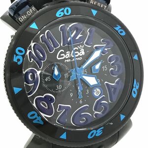 GaGaMILANO ガガミラノ MANUALE 48 マヌアーレ MM48 腕時計 クオーツ アナログ ラウンド ブラック コレクション クロノグラフ 動作確認済み