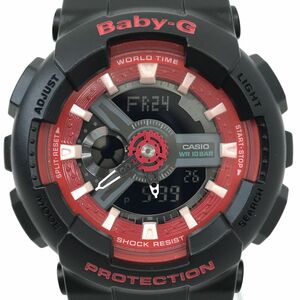  new goods CASIO Casio Baby-G baby G Bay Be ji- wristwatch BA-110SN-1 quarts hole teji black red collection battery replaced operation OK