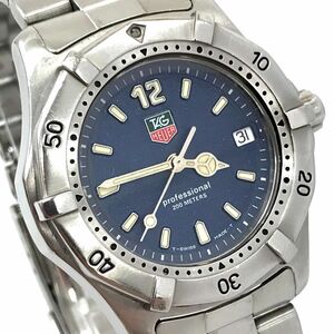  beautiful goods TAGHEUER TAG Heuer PROFESSIONAL Professional 200 wristwatch quarts WK1213 blue collection calendar operation OK