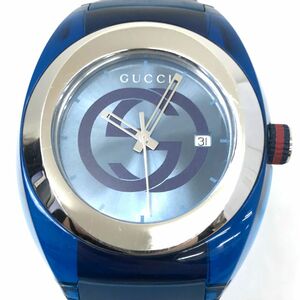 GUCCI グッチ SYNC シンク 腕時計 YA137104A クオーツ アナログ ラウンド ブルー ウォッチ 樹脂 ブランド おしゃれ 箱付き 動作確認済み
