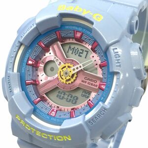 新品 CASIO カシオ Baby-G ベビーG ベイビージー 腕時計 BA-110CA-2A クオーツ アナデジ ラウンド ブルー ピンク 箱付 電池交換済み 動作OK