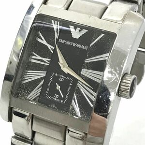 EMPORIO ARMANI エンポリオアルマーニ 腕時計 AR0181 クオーツ アナログ レクタンギュラー スクエア ブラック シルバー 電池交換済 動作OK