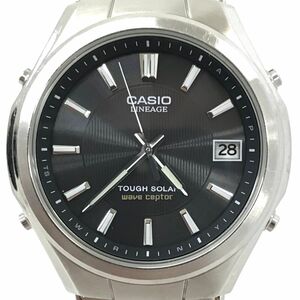 CASIO カシオ LINEAGE リニエージ ウェーブセプター 腕時計 LIW-120DEJ-1A2 電波ソーラー アナログ ラウンド ブラック シルバー 動作OK