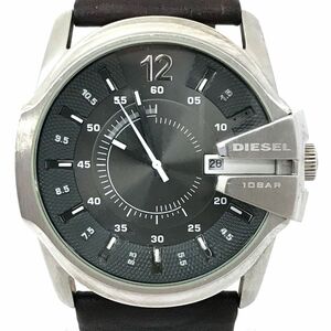 DIESEL diesel MASTER CHIEFma starch -f wristwatch DZ1206 quarts round silver gray calendar collection stylish 
