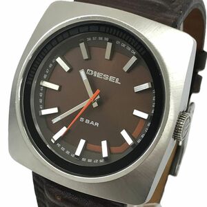 DIESEL ディーゼル 腕時計 DZ1302 クオーツ アナログ スクエア ブラウン レザーベルト ウォッチ コレクション 電池交換済み 動作確認済み
