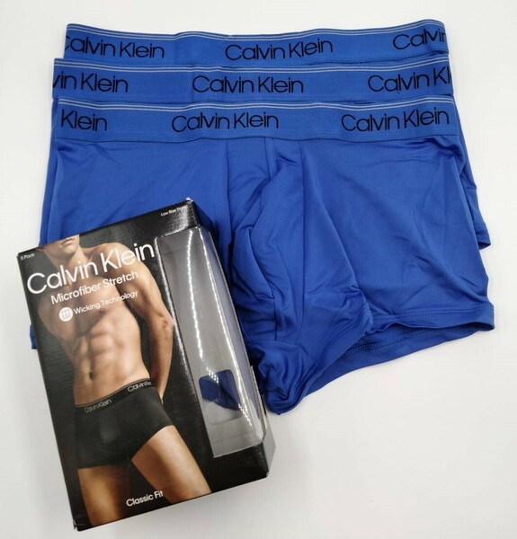 【Mサイズ】Calvin Klein(カルバンクライン) ローライズボクサーパンツ ブルー 3枚セット メンズボクサーパンツ 男性下着 NB3375