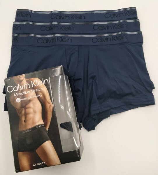 【Mサイズ】Calvin Klein(カルバンクライン) ローライズボクサーパンツ ネイビー 3枚セット メンズボクサーパンツ 男性下着 NB3375