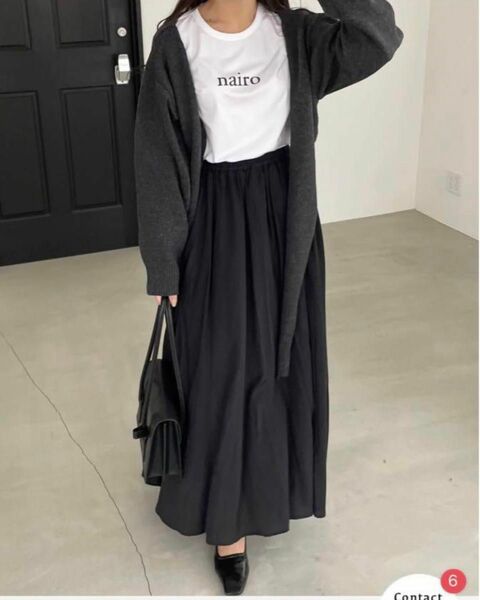 nairo ギャザーロングスカート ブラック S