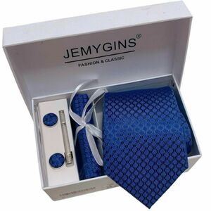 JEMYGINS メンズイージーケア洗えるネクタイ　ピン　ポケットチーフ　ブルー