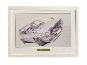 *[ new work ]TOYOTA TE27 Trueno front famous car [ pencil sketch ]A4 amount attaching author with autograph pencil only ... art postage included 1000 jpy ~