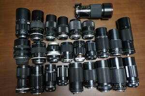 ④ カメラ MF ズーム・望遠レンズ26本 100mm 105mm 135mm 200mm ジャンク品 まとめて大量出品 Nikon PENTAX MINOLTA OLYMPUS等
