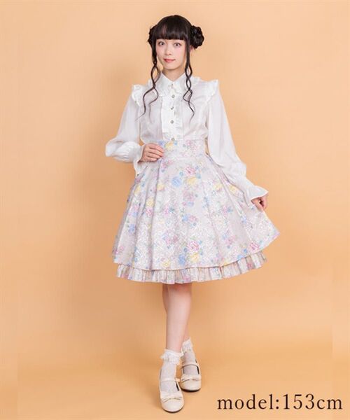 axes femme kawaii クラシックブーケ柄スカート