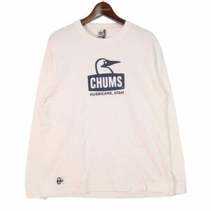 CHUMS チャムス 通年 ロゴプリント★ 長袖 カットソー Tシャツ Sz.M　メンズ 白 アウトドア　E4T01051_5#F