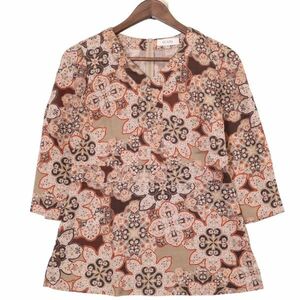 beautiful goods * SCAPA Scapa spring summer 7 minute sleeve silk wool [ floral print flower total pattern ] pull over blouse Sz.38 lady's made in Japan E4G00498_5#S