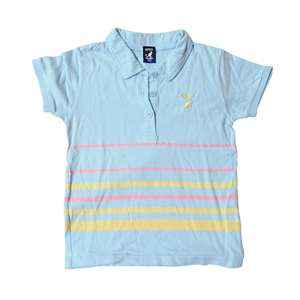 [ child clothes used ] for girl Kangol polo-shirt with short sleeves < size : 120> light blue attention point equipped free shipping 13