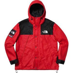 18aw 国内正規品 Supreme THE NORTH FACE Leather Mountain Parka Jacket RED 赤 M ノースフェイス レザー 