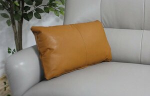 [ free shipping ] high class original leather small of the back present . cushion total leather 50cm x 30cm Camel 