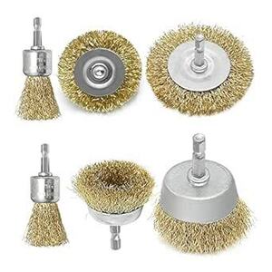  hexagon wire brush set 6pcs cup wire 50mm/75mm/25m